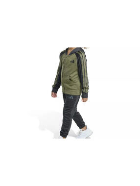 Adidas Long Sleeve Hooded Track Jacket And Pants Set Boys Size 6 Olive And Grey
